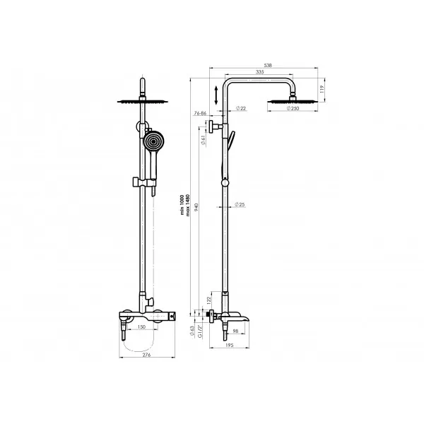 RUBINETA Tuš set Ultra-10 Crni 625123 