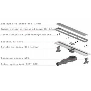 Tuš kanalica Optima 80 cm 