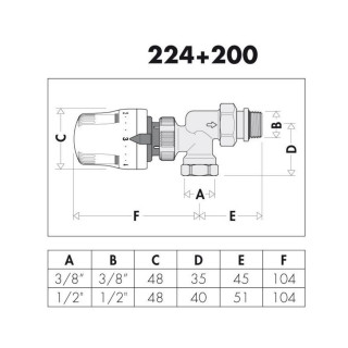 Ventil radijatorski termostatski 1/2″ aksijalni Caleffi 