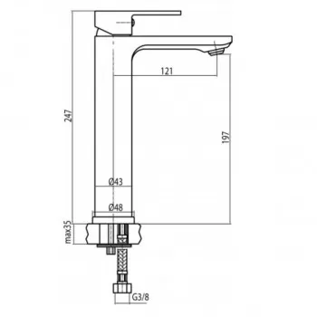 Baterija za umivaonik visoka Tube 2454820 