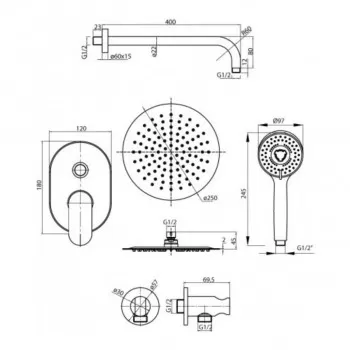 Ugradbeni tuš set Dione 2449990 