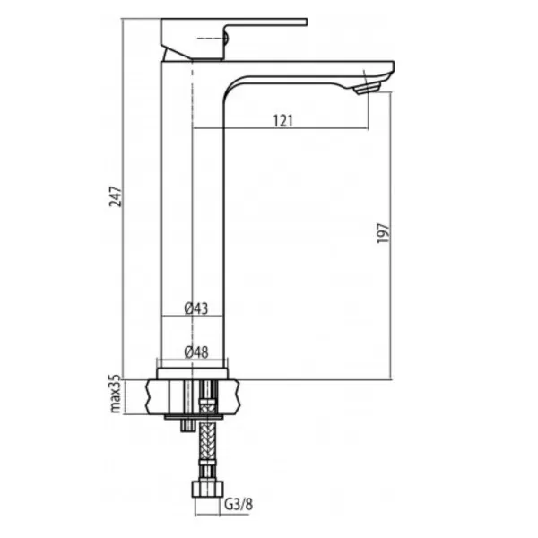 Baterija za umivaonik visoka Tube 2454820 