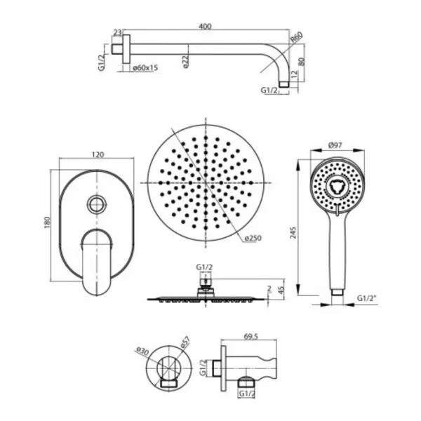 Ugradbeni tuš set Dione 2449990 