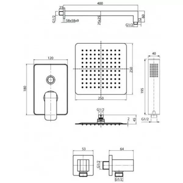 Ugradbeni tuš set Carre 2449980 
