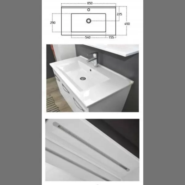 Kupatilski set White 850 mm i vertikalni ormarić White 