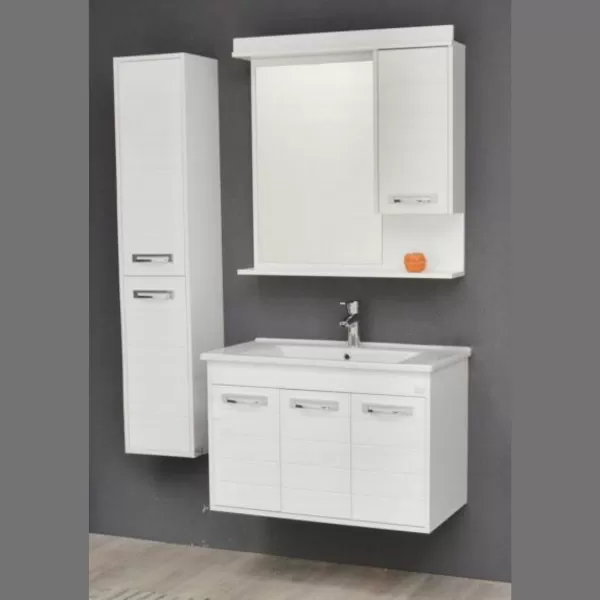 Kupatilski set White 850 mm i vertikalni ormarić White 