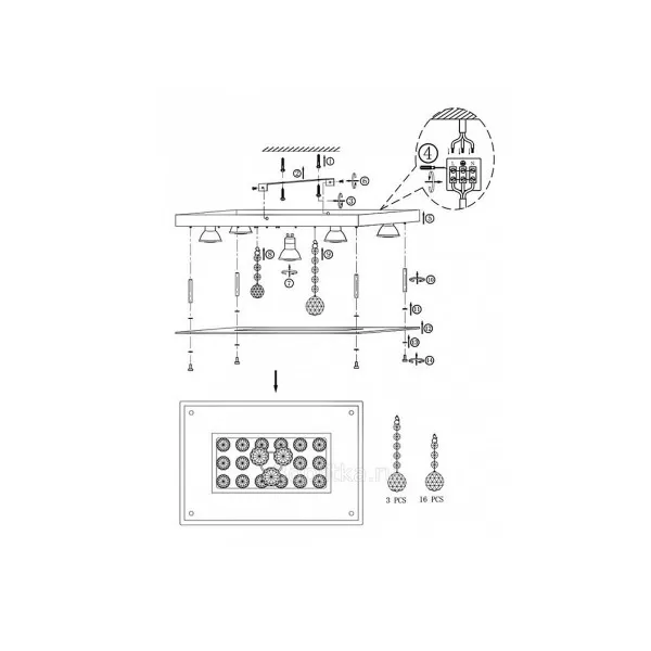 GLOBO Lampa plafon 41728-5 Chr.5xGU10LED 