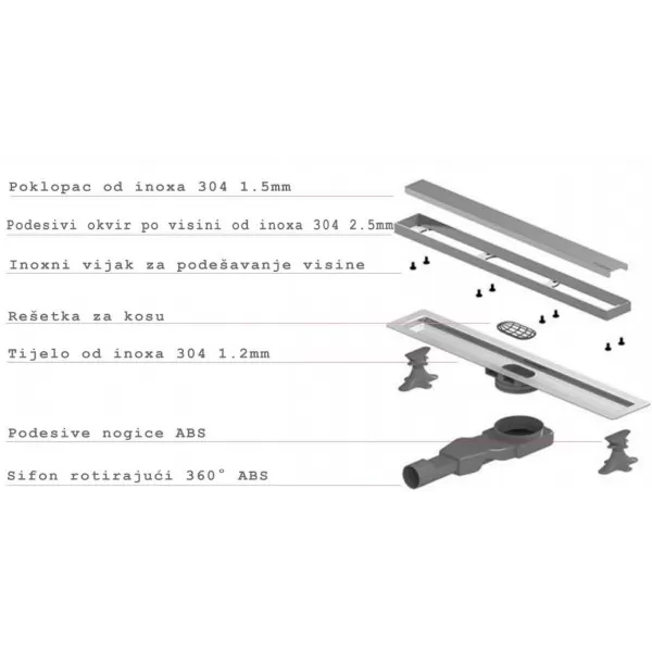 Tuš kanalica Optima 70 cm 