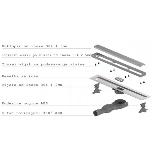 Tuš kanalica Optima 60 cm 