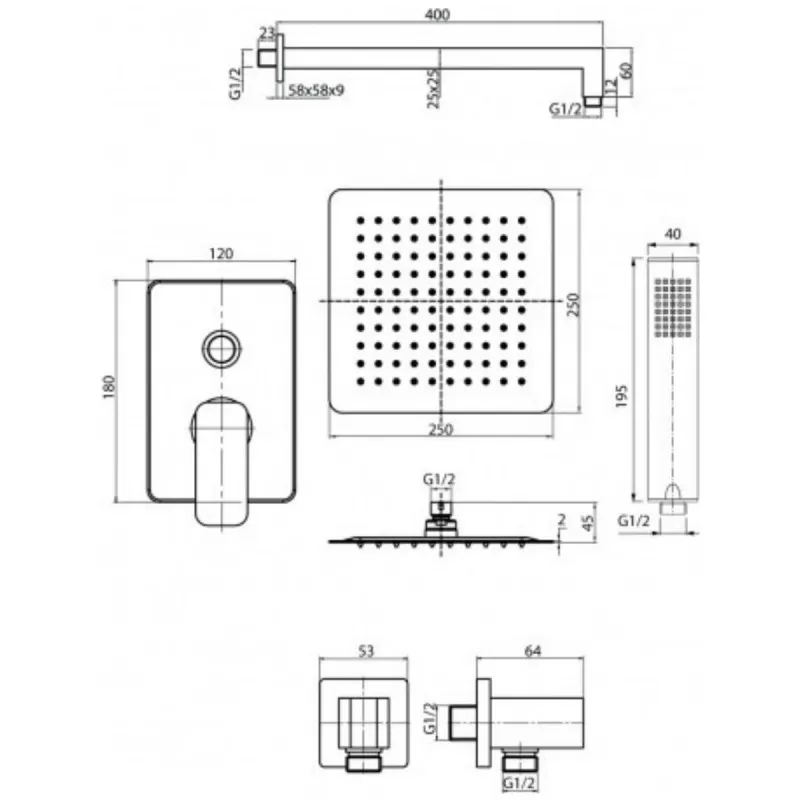 Ugradbeni tuš set Carre 2449980 