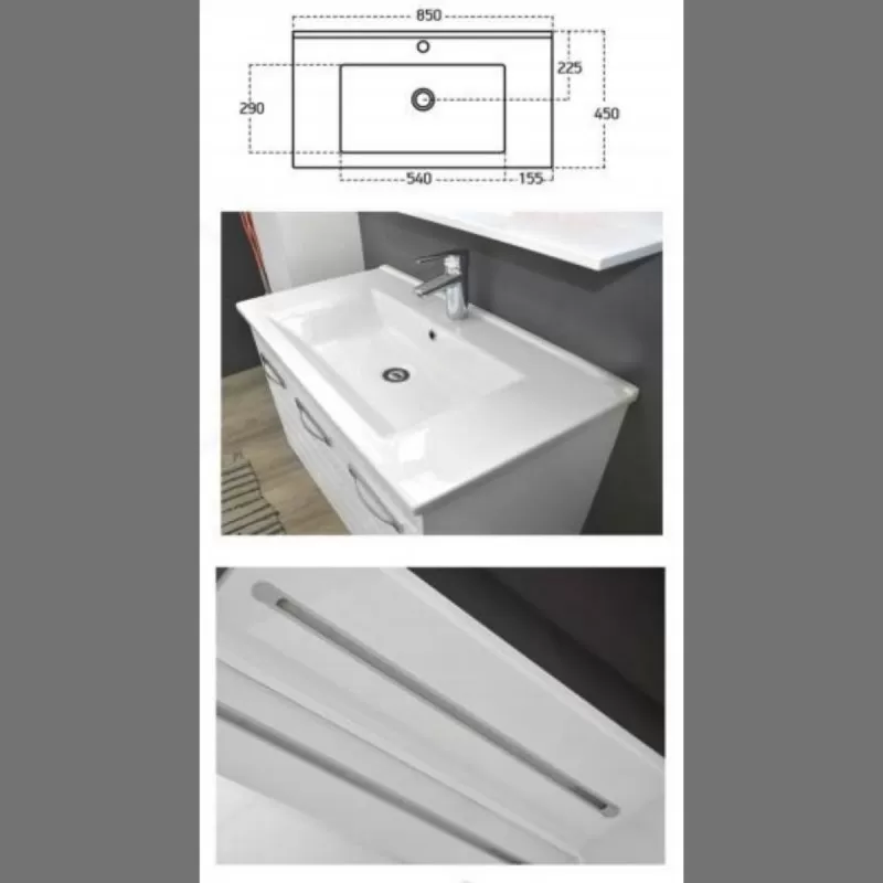 Kupatilski set White 850 mm i vertikalni ormarić White 