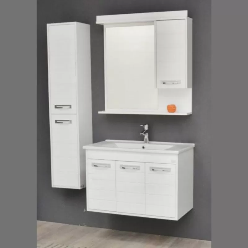 Kupatilski set White 850 mm i vertikalni ormarić White 